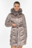 Куртка женская Braggart зимняя с натуральной опушкой на капюшоне и с поясом - 57635 аметриновый цвет