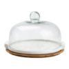 Керамическая тортовница со стеклянной крышкой на бамбуковой подставке HP1203