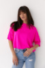 Однотонна жіноча футболка вільного крою — фуксія колір, L (є розміри)