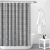 Шторка для ванной и душа с кольцами 180x180 см водостойкая, шторка для ванной комнаты с крючками,белая с черным принтом