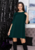Молодіжне плаття з воланами на рукавах «Karina» оптом | Розпродаж моделі 42-44, Темно-зелений