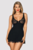 Сорочка з мереживним ліфом Obsessive Luvae babydoll, Чорний, S, M, S/M
