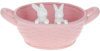 Конфетница-кашпо «Зайки в корзинке» 29х18.5х13.5см, керамика, розовый с белым
