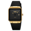 Жіночий класичний годинник Skmei 2173GDBK Gold-Black з мінеральним склом та шкіряним ремінцем