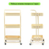Етажерка мобільна триярусна універсальна з металу 45х37х82см Кремова SW-00002105