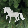 Игрушка на елку Лошадь 19613 12х10 см белая с блестками