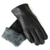 PODIUM Перчатка Мужская кожа-олень S-116 black махра