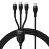 Універсальний кабель Baseus Flash Series 2 USB to MicroUSB-Lightning-Type-C 100W (1.2m) (CASS03000), Чорний - купити в SmartEra.ua