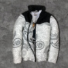 Куртка зимняя черный верх низ белым цветом с узором 7-380