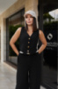 Жіночий костюм двійка жилетка з брюками «Cavin» | Батал | Розпродаж моделі Чорний, 54-56