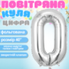 Воздушный шар в виде цифры 0 серебро,40 дюймов, фольгированый, для праздников для дня рождения,