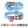 Нашийник для собак із відновленої бавовни WAUDOG Re-cotton з QR паспортом, світловідбиваючий, пластиковий фастекс, Ш 25 мм, Дов 33-49 см блакитний