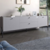Тумба под телевизор с ящиками LION Wood с черными ножками 160х65х40 см Кашемир (LION-043131)