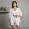 Костюм женский летний тройка рубкашка с майкой и шорты Fashion 6931 20582 белый