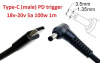 Кабель-переходник триггер PD 18-20v Type-C (max 5a, 100w) на 3.5x1.35mm 1m з USB Type-C (male) Power Delivery PD тригер (A class) 1 день гар.