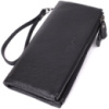 Практичний шкіряний гаманець на три відділення 723111 Чорний