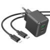 Набор СЗУ HOCO CS14A + кабель Lighting, 1xUSB+1xUSB-C, PD20W+QC3.0, кабель 1м, Black, Box