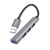 Мультиадаптер хаб Hoco HB26 4в1 USB to USB 3.0 (F)/ 3 USB 2.0 (F) 0.13m темно-серебристый