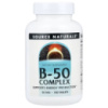 Комплекс вітамінів B, 50 мг, B-50 Complex, Source Naturals, 100 таблеток