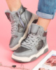 Жіночі сірі високі кросівки на блискавці