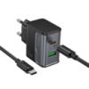 Сетевое зарядное устройство Hoco CS71A USB/ Type-C PD QC midnight black + кабель Type-C to Type-C