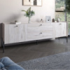 Тумба под телевизор с ящиками LION Wood с черными ножками 160х65х40 см Самоа Дымчатый (LION-043134)