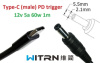 Переходник для роутера 12v (2.5a, 30w) 5.5x2.1mm 1m з USB Type-C (male) Power Delivery PD (WITRN) тригер (A class) 1 день гар.