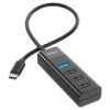 Мультиадаптер хаб Hoco HB25 4в1 Type-C to USB 3.0 (F)/ 3 USB 2.0 (F) 0.3m черный