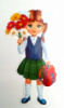 Фігурний плакат з вирубкою «Дівчинка-школярка з квітами». (Етюд)