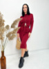 Довга ангорова сукня з поясом «Juliette» оптом | Батал | Розпродаж моделі Бордовий, 54-56