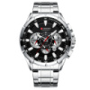 Чоловічий годинник Curren 8363 Silver-Black з хронографом та металевим браслетом