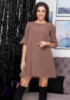 Молодіжне плаття з воланами на рукавах «Karina» оптом | Розпродаж моделі 42-44, Капучіно