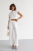 Літній жіночий костюм зі штанами та топом із зав'язками — білий колір, M (є розміри)