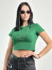 Облягаюча укорочена футболка «Kim» оптом | Розпродаж моделі Зелений, 46-48