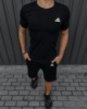 Чоловічий комплект Adidas футболка чорна + шорти