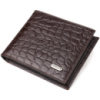 Цікавий гаманець для чоловіків у два складення з натуральної фактурної шкіри з тисненням під крокодила 721583 Коричневий