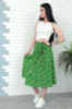 Лiтня спiдниця на запах «Luna» оптом | Норма і батал | Розпродаж моделі Зелена квітка, 42-46