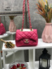 Малина — CHANEL — стьобаний стильний жіночий клатч під клапаном — хіт сезону (1527)