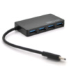 Хаб Type-C, 4 порта USB 3.0, до 5Gb/s, Black, Blister