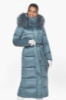 Куртка женская Braggart длинная с поясом и натуральной опушкой на капюшоне - 59130 в цвете маренго