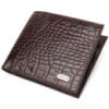 Стильне чоловіче портмоне з натуральної фактурної шкіри з тисненням під крокодила 721777 Коричневе