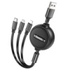 Універсальний кабель Hoco X75 3in1 Lightning-MicroUSB-Type-C (1m), Black - купити в SmartEra.ua