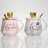 Набор парных фарфоровых чашек Queen&King 2 (шт) по 400 (мл) чашки на подарок с крышкой и ложкой FM-30