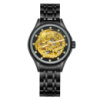 Чоловічий механічний годинник Winner 8222 Black-Gold Steel з автопідзаводом та сталевим браслетом