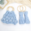 Набор макраме для ручного вязания ажурной плетёной сумки 29х26 см для рукоделия и творчества цвет голубой