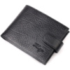 Вместительное мужское портмоне с хлястиком из натуральной кожи KARYA 21087 Черный