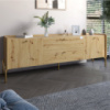 Тумба под телевизор с ящиками LION Wood с золотыми ножками 160х65х40 см Дуб Артизан (LION-043113)