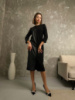 Сукня міді з екошкірою «Martina» оптом | Норма і батал Чорний, 46-48