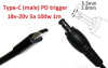 Кабель-переходник триггер PD 18-20v Type-C (max 5a, 100w) на 5.5x3.0 or 5.0x3.0mm (+pin) 1m з USB Type-C