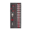 Ложемент с головками хромованими та тріскачкой 3/8'' MILWAUKEE. (28шт) (45х178,5х417мм) для візків
